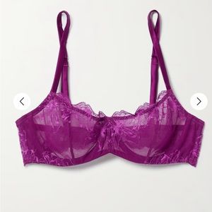 Fleur Du Mal Orchid Embroidered Stretch Tulle Underwired Bra 36C